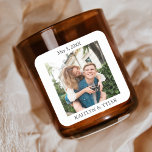 Adesivo Quadrado Personalizado de Obrigado de Favorecimento de Casa<br><div class="desc">Vedante Personalizado de Casamento de Velas Favorito Obrigado Padrado Personalizado</div>