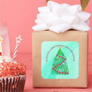 ADESIVO QUADRADO PERSONALIZADO, DESEJAMOS UM NATAL DE MERGULHO.