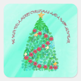 ADESIVO QUADRADO PERSONALIZADO, DESEJAMOS UM NATAL DE MERGULHO.