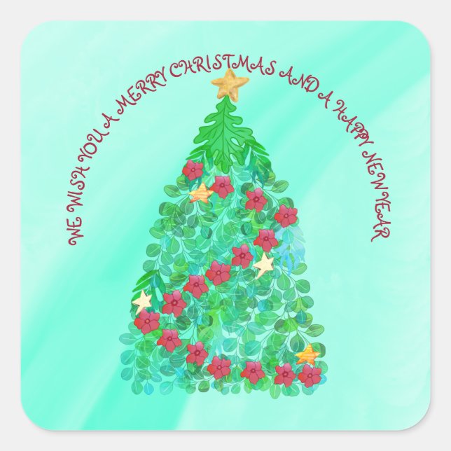 ADESIVO QUADRADO PERSONALIZADO, DESEJAMOS UM NATAL DE MERGULHO. (Frente)