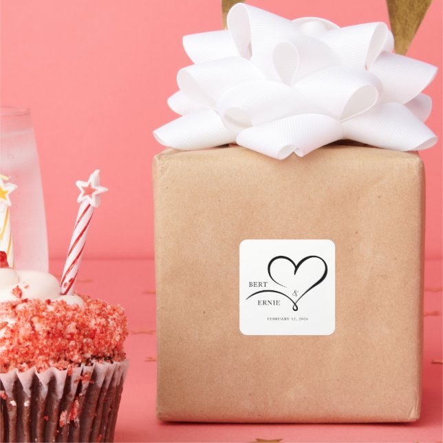 Adesivo Quadrado Personalizado Design de Casamento (Festa)