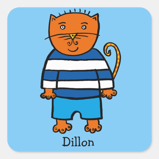 Adesivo Quadrado Personalizado Dillon, o Gato (Frente)