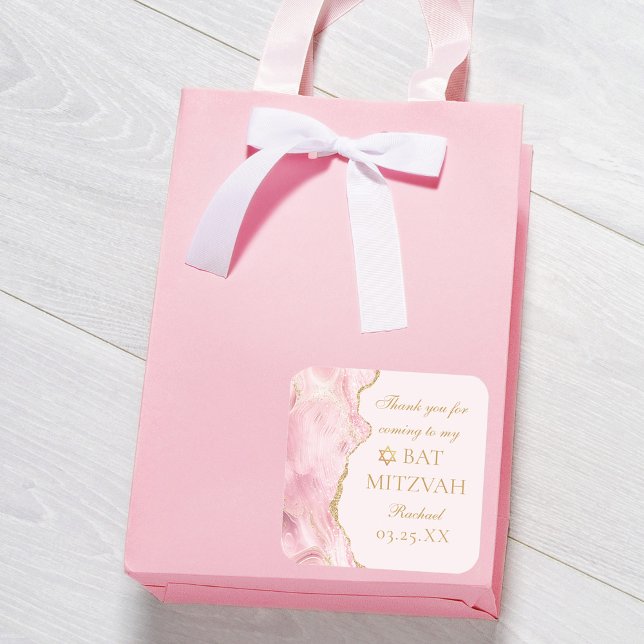 Adesivo Quadrado Personalizado do Partido Agate Mitzvah, Dourado Ro (Criador carregado)