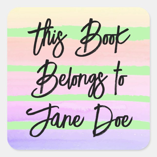 Adesivo Quadrado Personalizado este livro pertence a autocolantes (Frente)