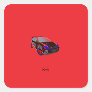 Adesivo Quadrado Personalizado Foto Nome Minimalista Vermelho