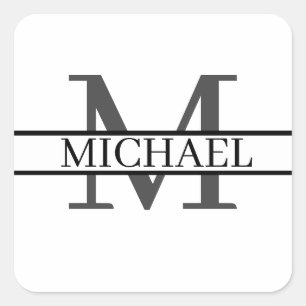 Adesivo Quadrado Personalizado Nome do Monograma Personalizado