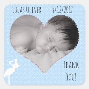 Adesivo Quadrado Personalizado Obrigado Baby Photo Sticker