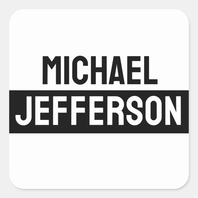 Adesivo Quadrado Personalizado Personalizado Preto Branco Simples E (Frente)