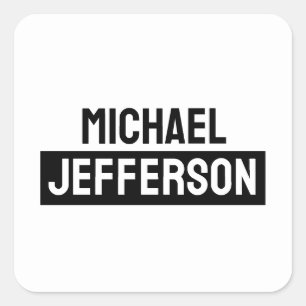 Adesivo Quadrado Personalizado Personalizado Preto Branco Simples E