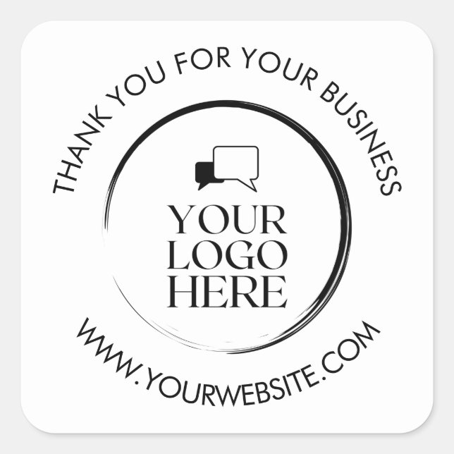 Adesivo Quadrado Personalizado Simples Limpo Branco Negócios Seu Lo (Frente)