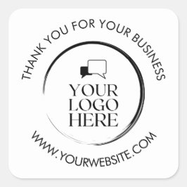 Adesivo Quadrado Personalizado Simples Limpo Branco Negócios Seu Lo