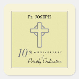 Adesivo Quadrado Personalizar, 10º aniversário do Padre Emboscada