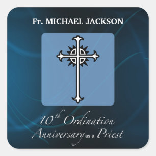 Adesivo Quadrado Personalizar, 10.º Aniversário da Ordenação do