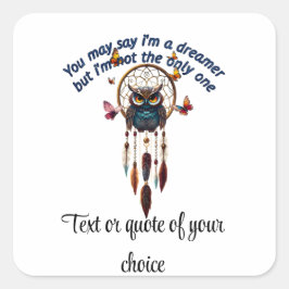 Adesivo Quadrado Personalizar Boho Owl Belo Hippie