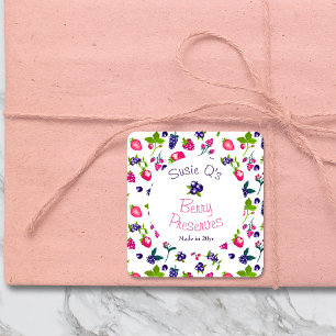 Adesivo Quadrado Personalizar branco ・ Berry Preserva DIY Canning