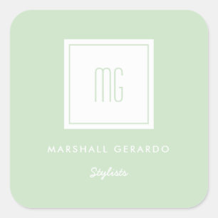 Adesivo Quadrado Personalizar cor branca Monograma branco Logótipo