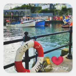 Adesivo Quadrado Personalizar Coração Mevagissey Harbor Lifebuoy Co