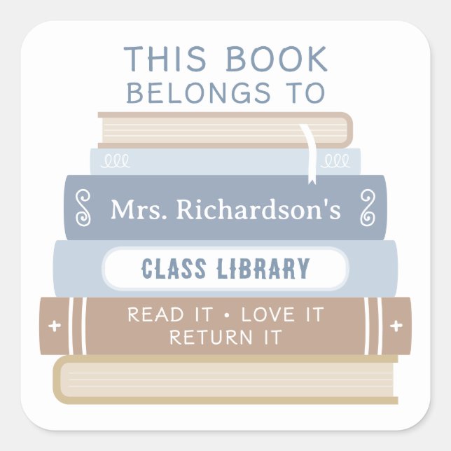 Adesivo Quadrado Personalizar Este Livro Pertence À Biblioteca De C (Frente)