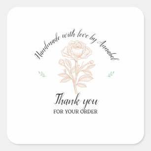 Adesivo Quadrado Personalizar "Feitas à Mão com Amor"