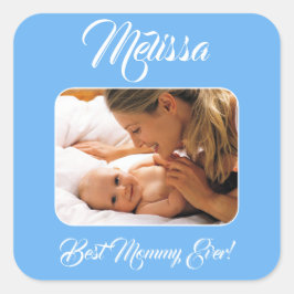 Adesivo Quadrado Personalizar Foto do dia de as mães.
