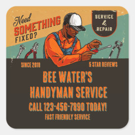 Adesivo Quadrado Personalizar Marca de Handyman Afro-Americano