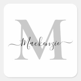 Adesivo Quadrado Personalizar Nome Inicial do Monograma