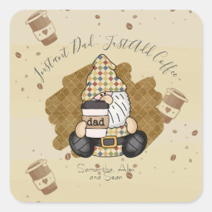 Adesivo Quadrado Personalizar para Pai de Lover de Café Vintage