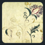 Adesivo Quadrado Personalizar Pergaminho Floral Antiquado da Imagem<br><div class="desc">Esta bela e única imagem floral antiga tem efeitos pergaminhos castanhos claros. Adicione texto personalizado de acordo com as suas necessidades.</div>