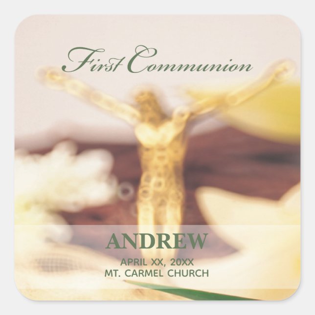 Adesivo Quadrado Personalizar, Primeiro Parabéns Comunitários (Frente)