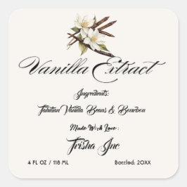 Adesivo Quadrado Personalizar produto Vanilla Extract para pequenas