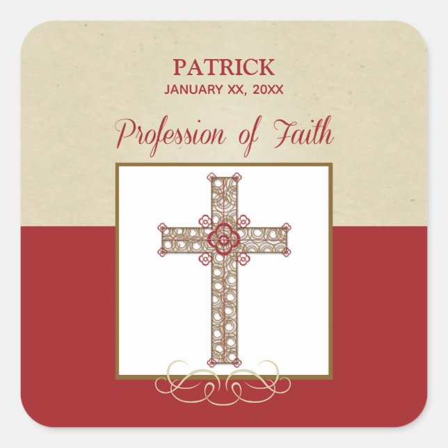 Adesivo Quadrado Personalizar, RCIA Bênçãos sobre a Profissão de Fé (Frente)