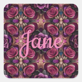 Adesivo Quadrado Personalizar Rosas Vermelhas e Rosa Roxas Roxas Ar