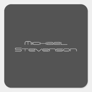 Adesivo Quadrado Personalizar Texto em Branco e Preto Simples