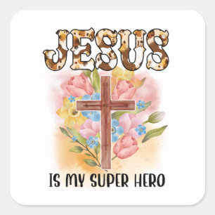 Adesivo Quadrado Personalizar Versículo da Bíblia Jesus Deus Cristã