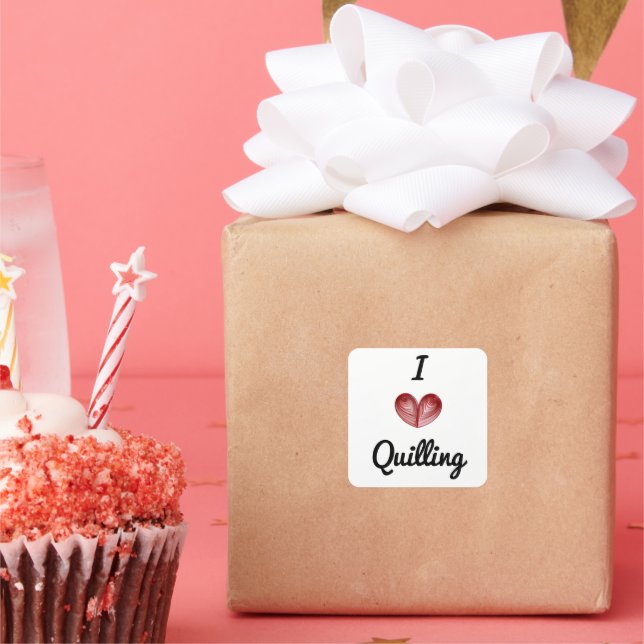 Adesivo Quadrado Personalizável I Cardíaco Enfileirando Autocolante (Festa)