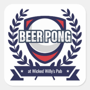 Adesivo Quadrado Personalize Este Logo de Beer Pong