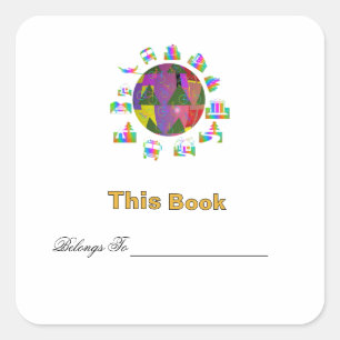 Adesivo Quadrado Personalize Ex Libris em Todo o Mundo