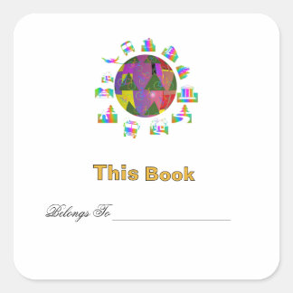 Adesivo Quadrado Personalize Ex Libris em Todo o Mundo 