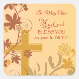 Adesivo Quadrado Personalize, Jubileu Aniversário, Nun Cross, Swirl