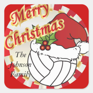 Adesivo Quadrado Personalize o voleibol do Feliz Natal