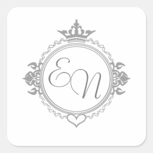 Adesivo Quadrado Personalize os nomes, iniciais e a frase Amor