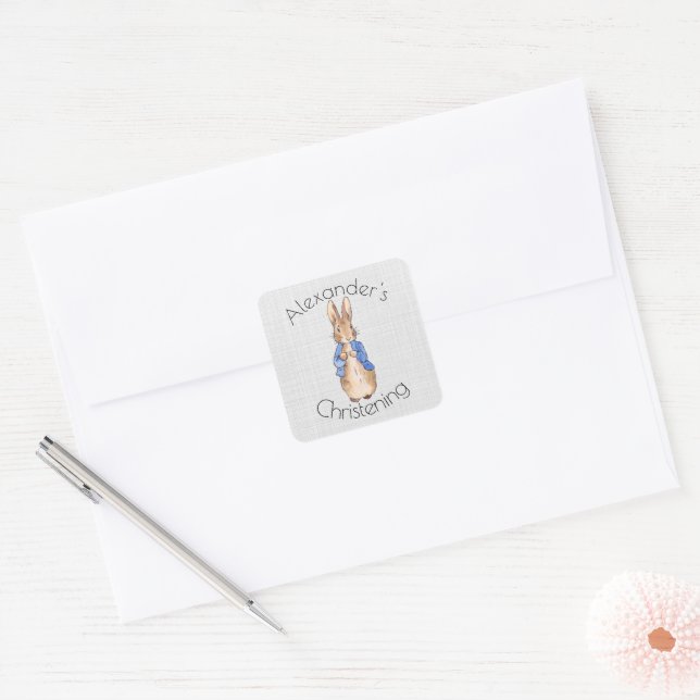 Adesivo Quadrado Personalize Peter, o Rabbit Christening (Envelope)