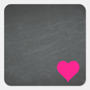 Adesivo Quadrado Personalize Seu Próprio Quadro Negro Coração Rosa