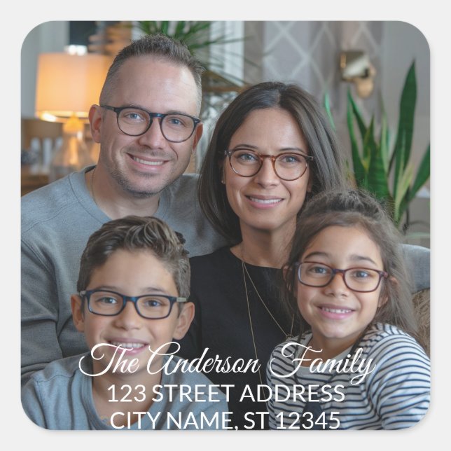 Adesivo Quadrado Personalize Sua Própria Família Personalizada (Frente)