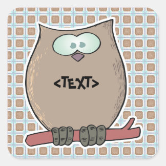 Adesivo Quadrado Personalize uma Coruja, <TEXT>