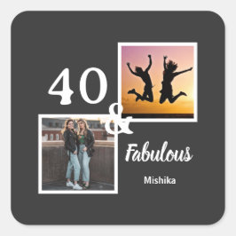 Adesivo Quadrado Personalized 40 & fabulous women's gift