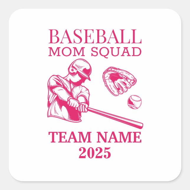 Adesivo Quadrado Personalized baseball mom  (Frente)