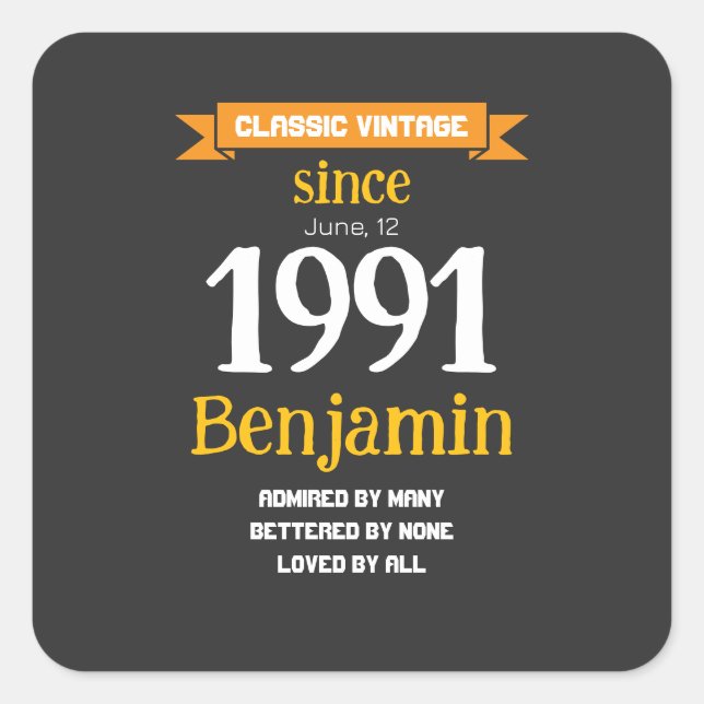 Adesivo Quadrado Personalized Birthday Gift (Frente)