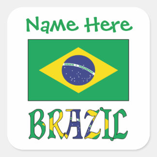 Adesivo Quadrado Personalized Brazil Flag Square Label