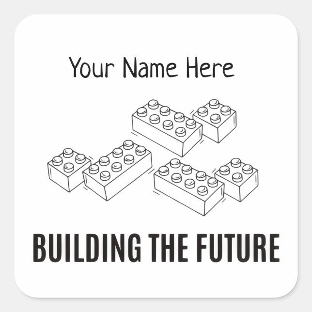 Adesivo Quadrado Personalized Building Bricks (Frente)